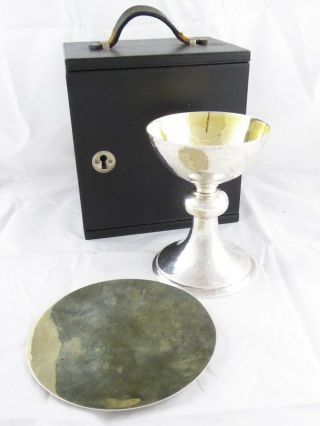 English Solid Sterling Silver Communion Chalice Cup And Paten 1957 367 G