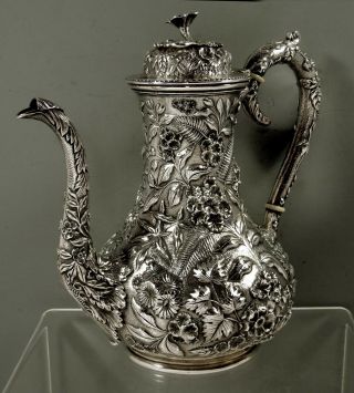 Kirk Sterling Coffee Pot c1905 Hand Decorated - 41 Ounces 4