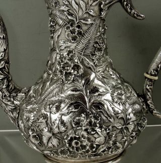 Kirk Sterling Coffee Pot c1905 Hand Decorated - 41 Ounces 8