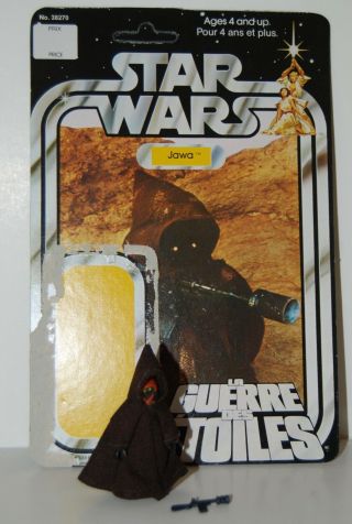 1977 Vintage Star Wars Jawa With Rare Full Card - Back,  Weapon & Cape
