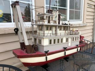 Antique Folk Art Paddle Boat,  River Boat,  Paddle Wheeler Steamship Model