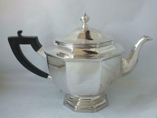 Quality Solid Sterling Silver Octagonal Tea Pot 1927/ L 26.  4 Cm/ 792 G