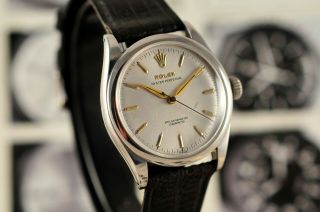 Vintage Swiss Rolex Oyster 6284 Semi Bubble Back Watch Stainless Steel 1954 RARE 4