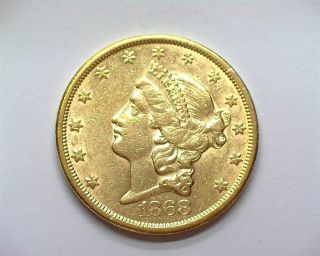 1868 - S Liberty Head $20 Gold Double Eagle Uncirculated,  Very Rare Keydate