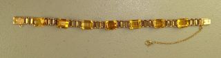 Vintage 10k Yellow & Rose Gold 26.  00 Ctw Emerald Cut Citrine Bracelet 21.  83 Gram