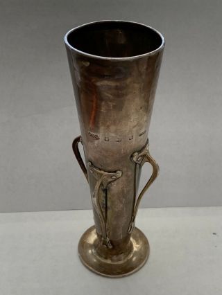 Liberty & Co English Sterling Silver A.  Knox Cymric Arts Crafts Nouveau Vase 1900