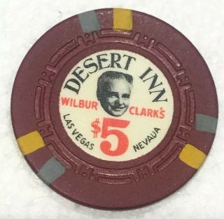 $5 Vintage 8th Edition Gaming Chip Desert Inn Wilbur Clark’s Casino Las Vegas