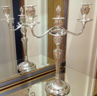 Outstanding Silver Plated Candelabra Circa 1850 17.  5 