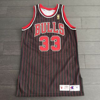 96 - 97 Champion Scottie Pippen Chicago Bulls Signed Auto Pro Cut Game Jersey Vtg