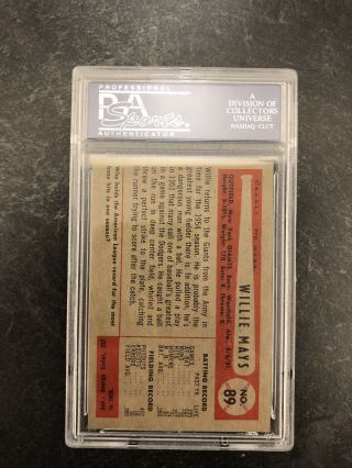 1954 BOWMAN 89 WILLIE MAYS PSA 8 NM - MT HOF GIANTS RARE Centered 2