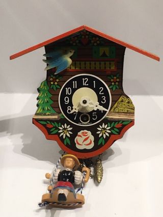 Vintage Small Wind Up Clock W.  German Not Marked