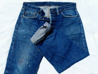 Big E Vintage 60s Levis 501 Selvedge V Stitch Button Fly Jeans 34x26 Estate Find