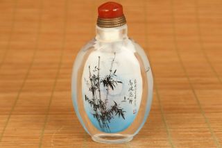 rare chinese old glass hand painting art belle statue snuff bottle collectable 4