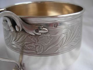 ANTIQUE FRENCH STERLING SILVER CHOCOLAT CUP & SAUCER,  IRIS PATTERN,  ART NOUVEAU 7