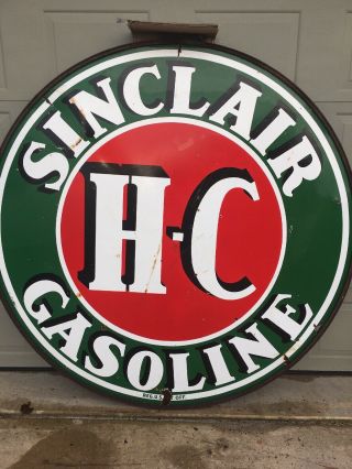 Vintage Sinclair H C.  Gasoline Sign 6 Foot 2 Sided 9