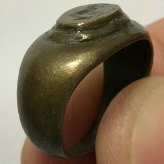 ANCIENT GREEK BRONZE RING SEAL WITH BULL 8.  2gr 25.  2mm (inner 21.  1mm) 3