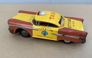 Vintage Taxi Tin Litho Toy Friction Car,  Made In Japan