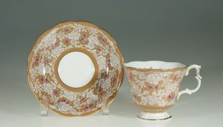 Royal Albert " True Love " Tan With Pink Roses Tea Cup And Saucer,  England