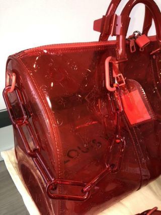 Louis Vuitton Virgil Keepall 50 Bag Hand Shoulder Red Bandouliere Auth Rare 2