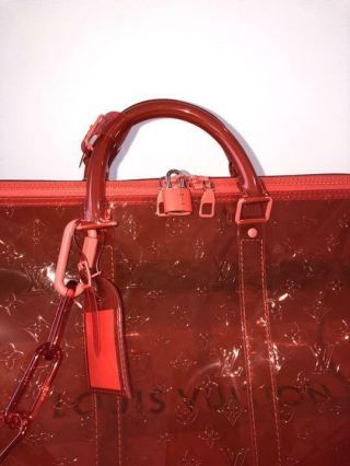 Louis Vuitton Virgil Keepall 50 Bag Hand Shoulder Red Bandouliere Auth Rare 4