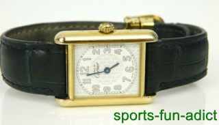 Must De Cartier Tank Vermeil 925 Sterling Silver Argente Watch 2415 W/box,  Band
