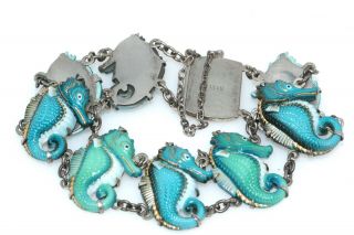 Vintage Sterling Silver Japanese Toshikane Arita Porcelain Seahorse Bracelet