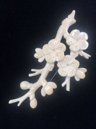 Vintage Ming’s Hawaii Plum Blossom Branch Brooch Pin Rare