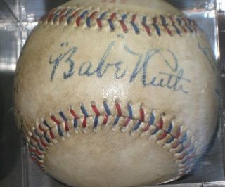 Lou Gehrig/babe Ruth Signed Baseball American League Ball (rp) Read Listing