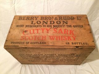 Vintage Cutty Sark Scotch Whiskey Wooden Box Crate Berry Bros London York