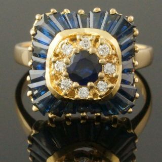Solid 18k Yellow Gold,  1.  70 Cttw Sapphire & Diamond Estate Cocktail Ring,  Nr