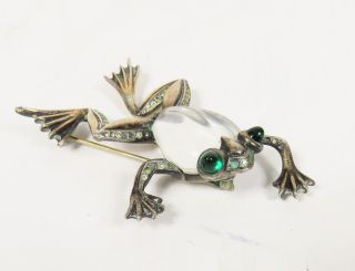 Vintage Jelly Belly Sterling Silver Trifari Frog Alfred Philippe Lucite Brooch