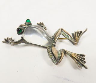 VINTAGE JELLY BELLY STERLING SILVER TRIFARI FROG ALFRED PHILIPPE LUCITE BROOCH 2