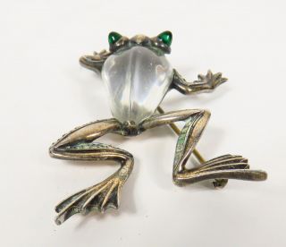 VINTAGE JELLY BELLY STERLING SILVER TRIFARI FROG ALFRED PHILIPPE LUCITE BROOCH 3