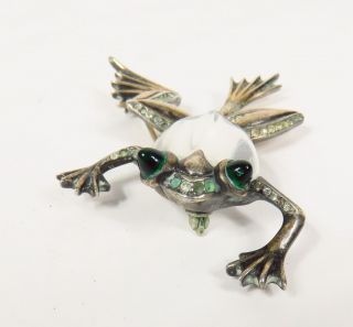VINTAGE JELLY BELLY STERLING SILVER TRIFARI FROG ALFRED PHILIPPE LUCITE BROOCH 4