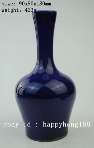 Chinese Antique 100 Hand Engraving Cyan Glaze Old Vase / Jiajing Mark B02