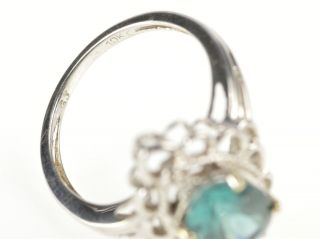 10K Teal Kyanite Diamond Accent Ornate Filigree Ring Size 6 White Gold 02 3