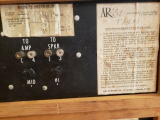 ACOUSTIC RESEARCH AR - 3t Vintage Speakers Serial numbers T0491 and T0493 4