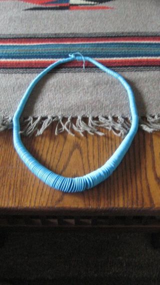 Vintage Turquoise Disc / Heishi Necklace / 25 " Length