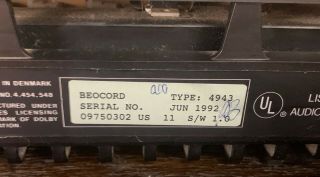 Vintage Bang & Olufsen Beocord 7000 Tape/Cassette Player Recorder 6