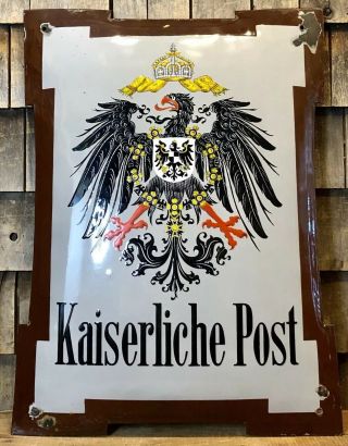 Rare 1890’s Kaiserliche Post German Post Office Porcelain Sign Museum Quality