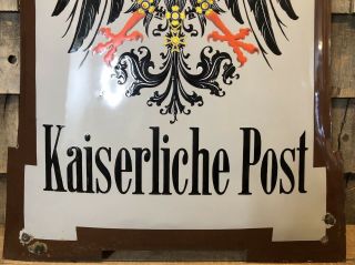 RARE 1890’s KAISERLICHE Post German Post Office Porcelain Sign Museum Quality 6
