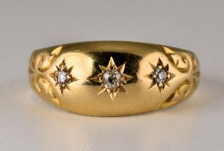 Antique Edwardian 18ct Gold Diamond Gypsy Ring,  (chester,  1907)