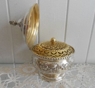 Silver & Gilt Lidded Sweetmeats Bowl Or Potpourri Chester 1914 Nathan & Hayes