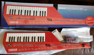 Vintage Red Yamaha Shs - 10 Keytar Fm Digital Keyboard With Midi W/strap & Box