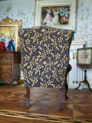 Antique Vintage Dollhouse Miniature Artisan Wing Chair 2 1:12 6
