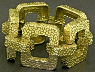 La Triomphe Vintage Heavy Jumbo 14k Gold 41.  5mm Wide Textured Link Bracelet