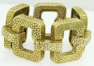 La Triomphe vintage heavy jumbo 14K gold 41.  5mm wide textured link bracelet 7