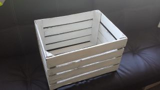 Large Rustic,  White Stain Wooden Apple Crate Storage Box (vintage Style)