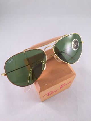 Vintage Ray Ban Bausch And Lomb 58mm Rb3 Green Aviators Nos