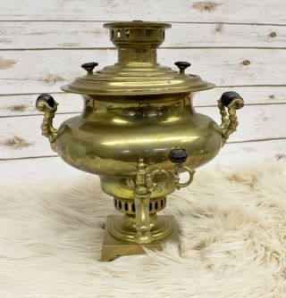 Antique Brass Imperial Russian Tula Hallmarked 7 Liter Coal Samovar Teapot Urn